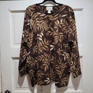 Capistrano Essentials Leaf Print Knit Top/sweater – Plus Size 22/24 - EUC